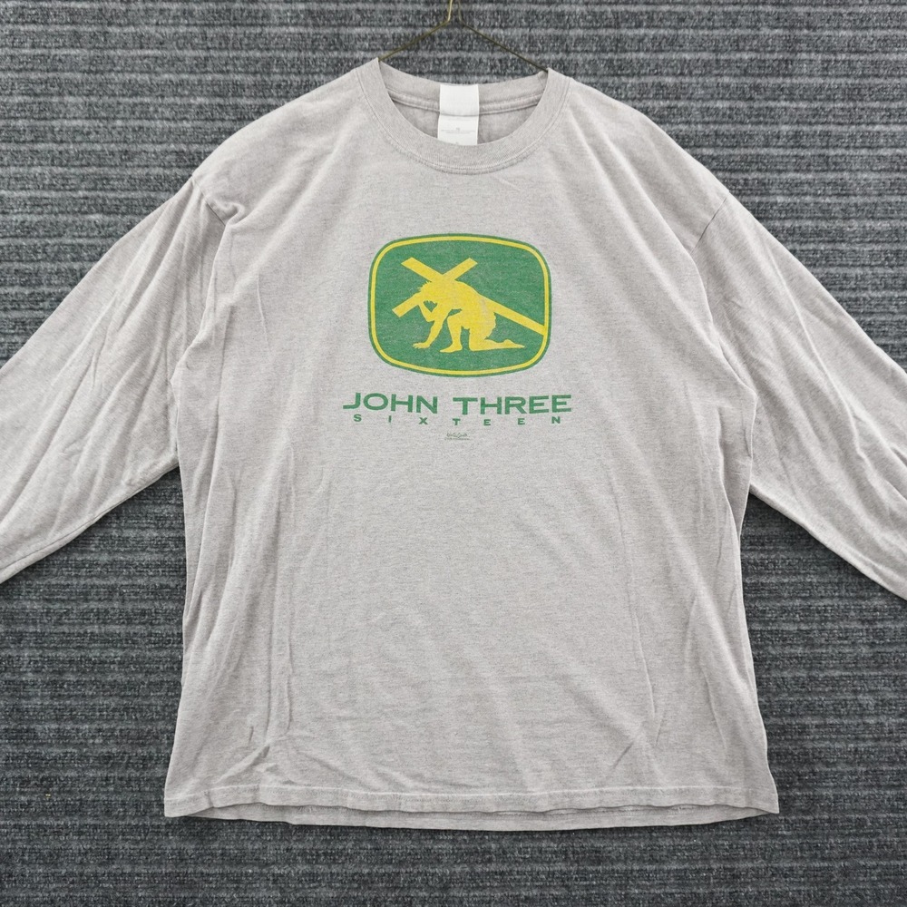 Vintage 90s Jesus Long Sleeve T-Shirt Mens XL Gray John Three Sixteen Parody